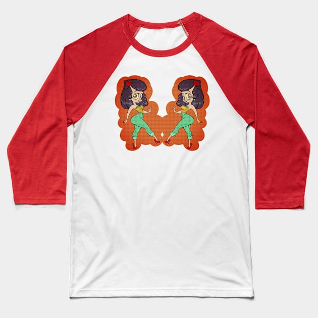 ROCKACHIBI KICKS Baseball T-Shirt by EYESofCORAL